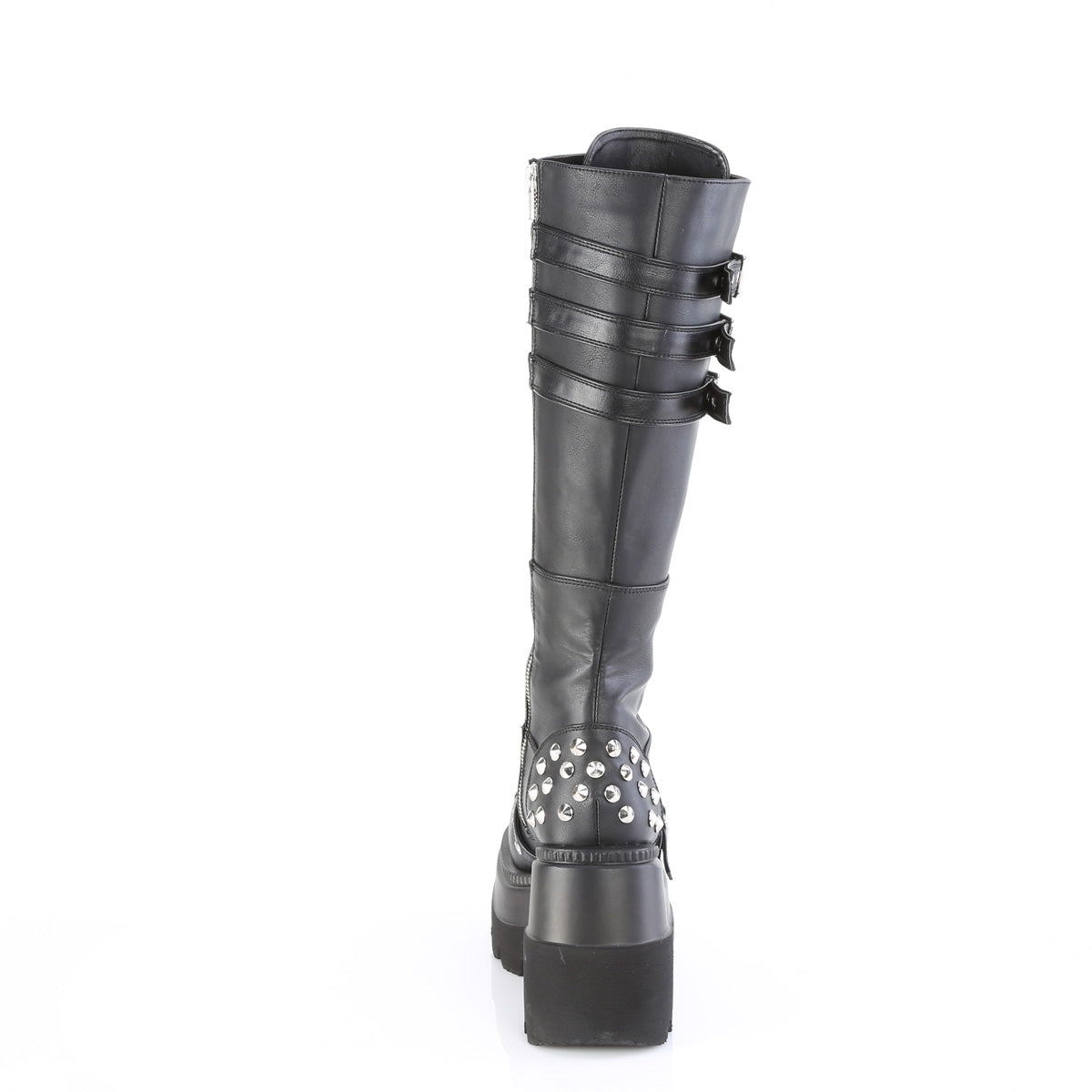 *4 1/2" Wedge PF Lace-Up Knee High Boot, Inside Zip (Demonia SHA225/BVL)