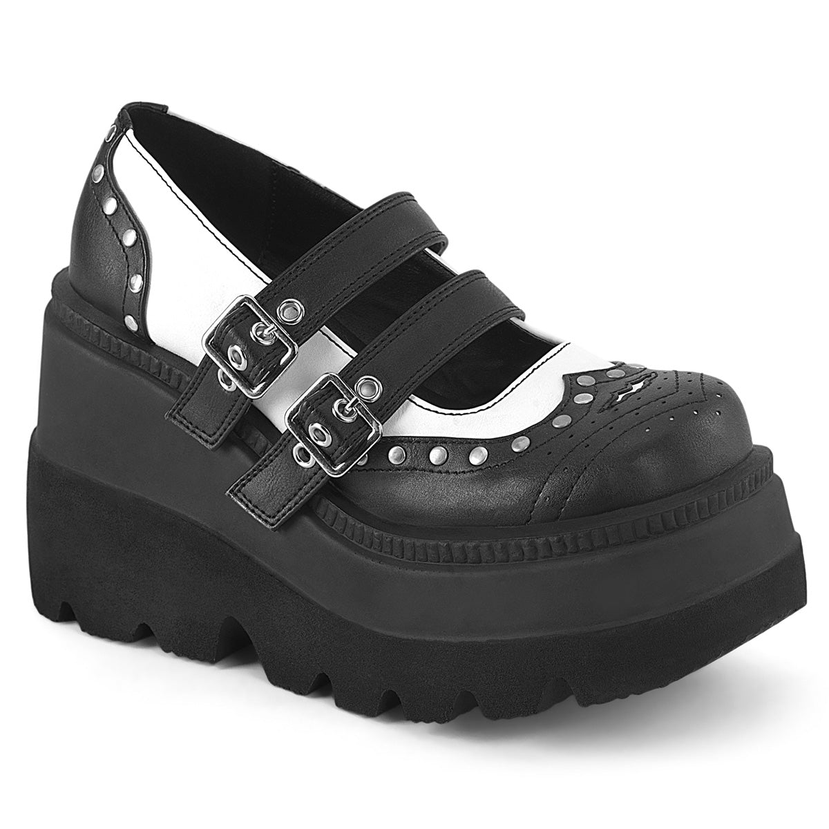 **4 1/2" Wedge PF Double Strap Maryjane (Demonia SHA27/BP-W)
