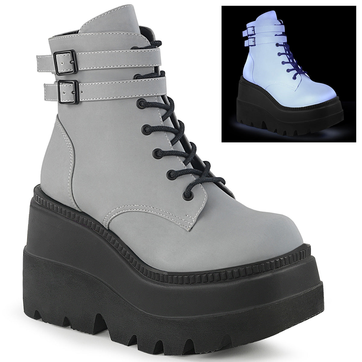 4 1/2" Wedge PF Ankle Boot, Side Zip (Demonia SHA52/B)