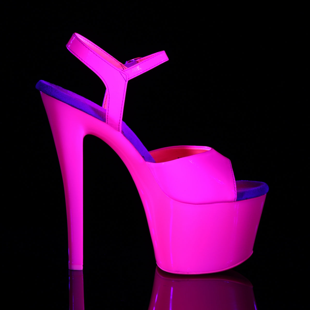 7" Heel 2 3/4" PF Ankle Strap Sandal (Pleaser SKY309UV/NHPNK/M)