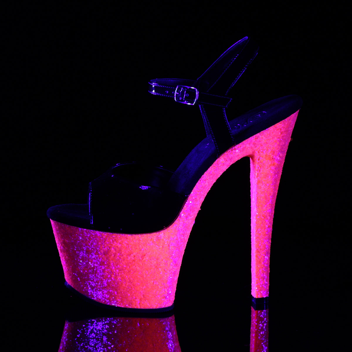 7" Heel, 2 3/4" PF Ankle Strap Sandal (Pleaser SKY309UVLG/B/NHPG)