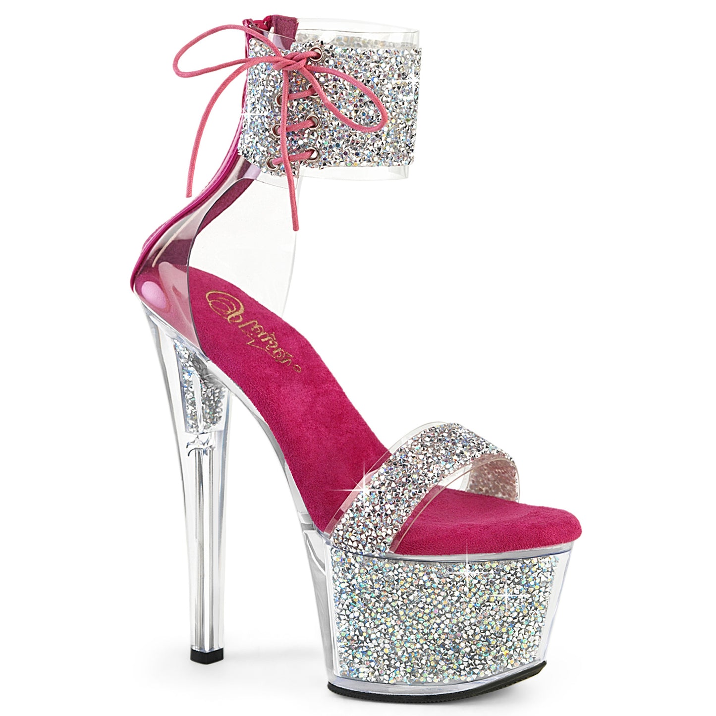 7" Heel, 2 3/4" PF Ankle Cuff Sandal w/RS, Back Zip (Pleaser SKY327RSI/RS-B/RS)