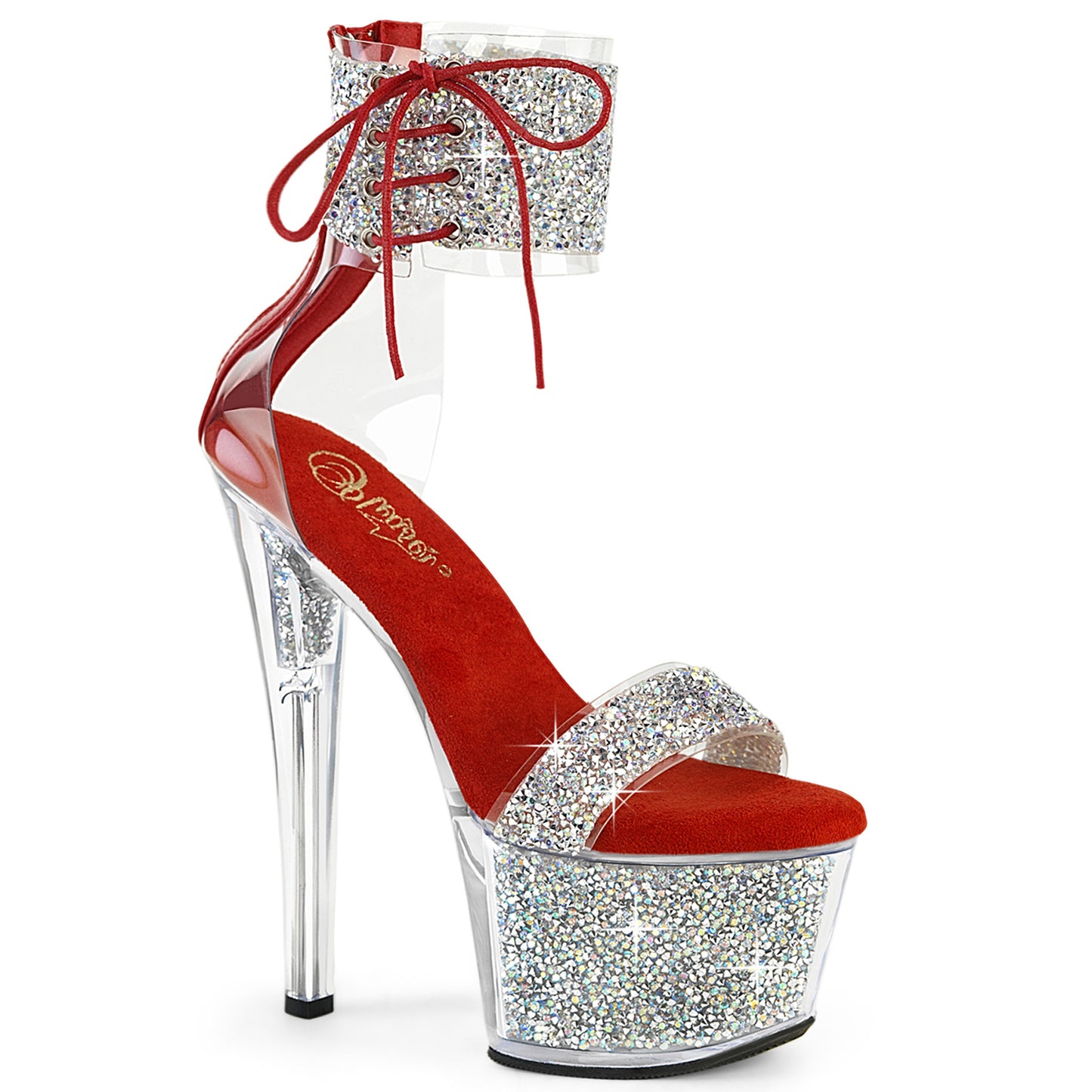 7" Heel, 2 3/4" PF Ankle Cuff Sandal w/RS, Back Zip (Pleaser SKY327RSI/RS-B/RS)