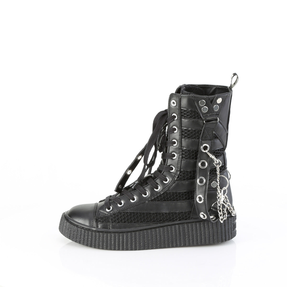 1 1/2"PF Round Toe Lace Up Front Calf High Creeper Sneaker (Demonia SNK325/BVL-FN)