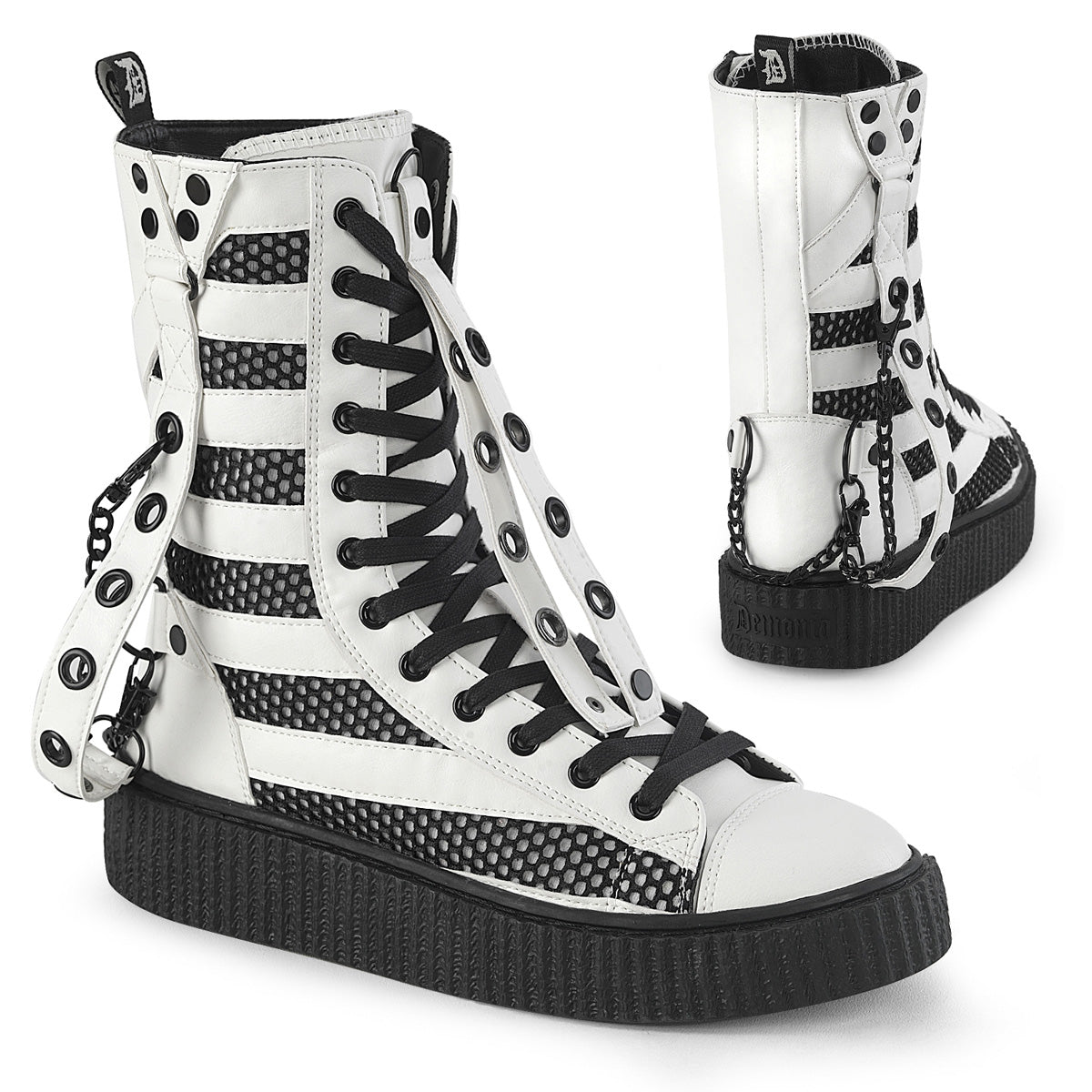 1 1/2"PF Round Toe Lace Up Front Calf High Creeper Sneaker (Demonia SNK325/BVL-FN)