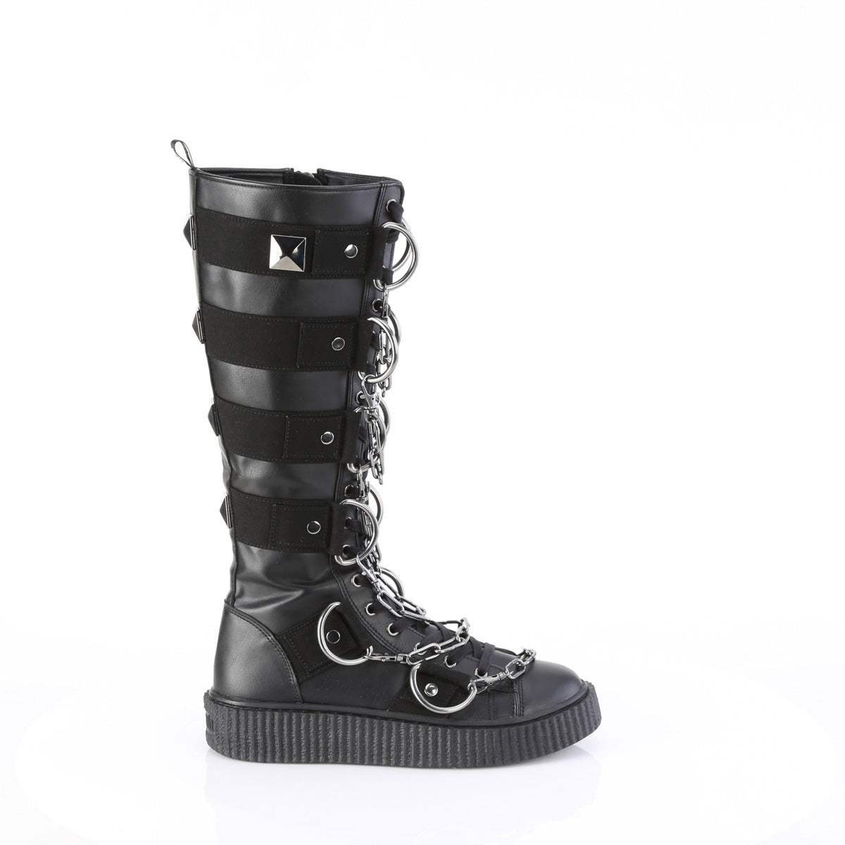 1 1/2"PF Round Toe Lace Up Front Knee High Creeper Sneaker (Demonia SNK405/BVL-CA)