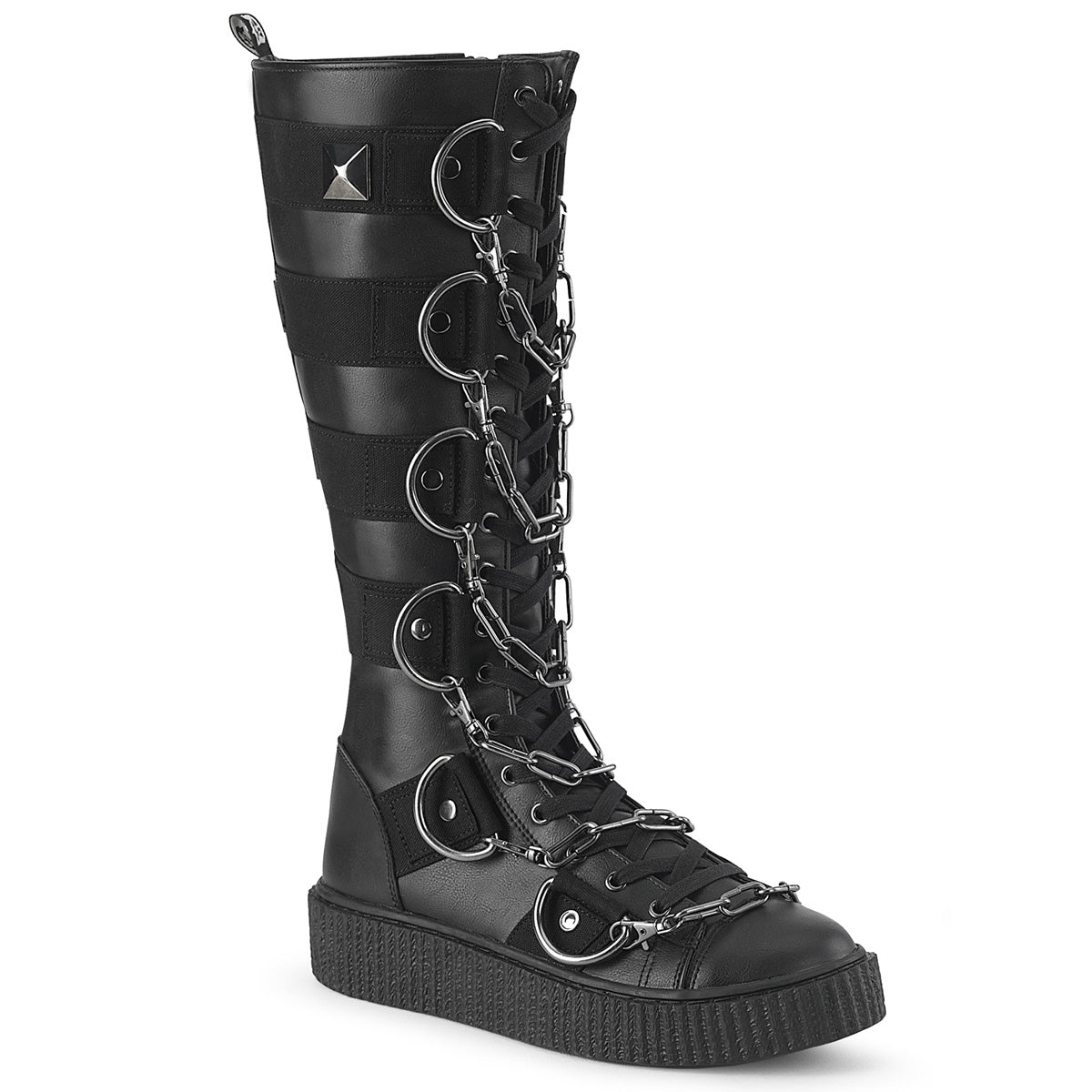 1 1/2"PF Round Toe Lace Up Front Knee High Creeper Sneaker (Demonia SNK405/BVL-CA)