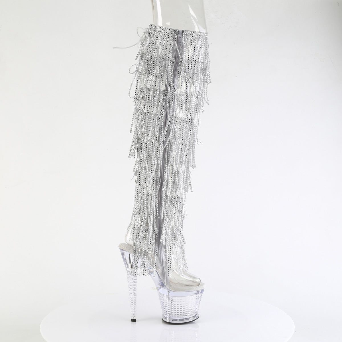 7" Heel, 3" Textured PF Over-The-Knee Boot, Side Zip (Pleaser SPEC3019C-RSF/C-S/C)