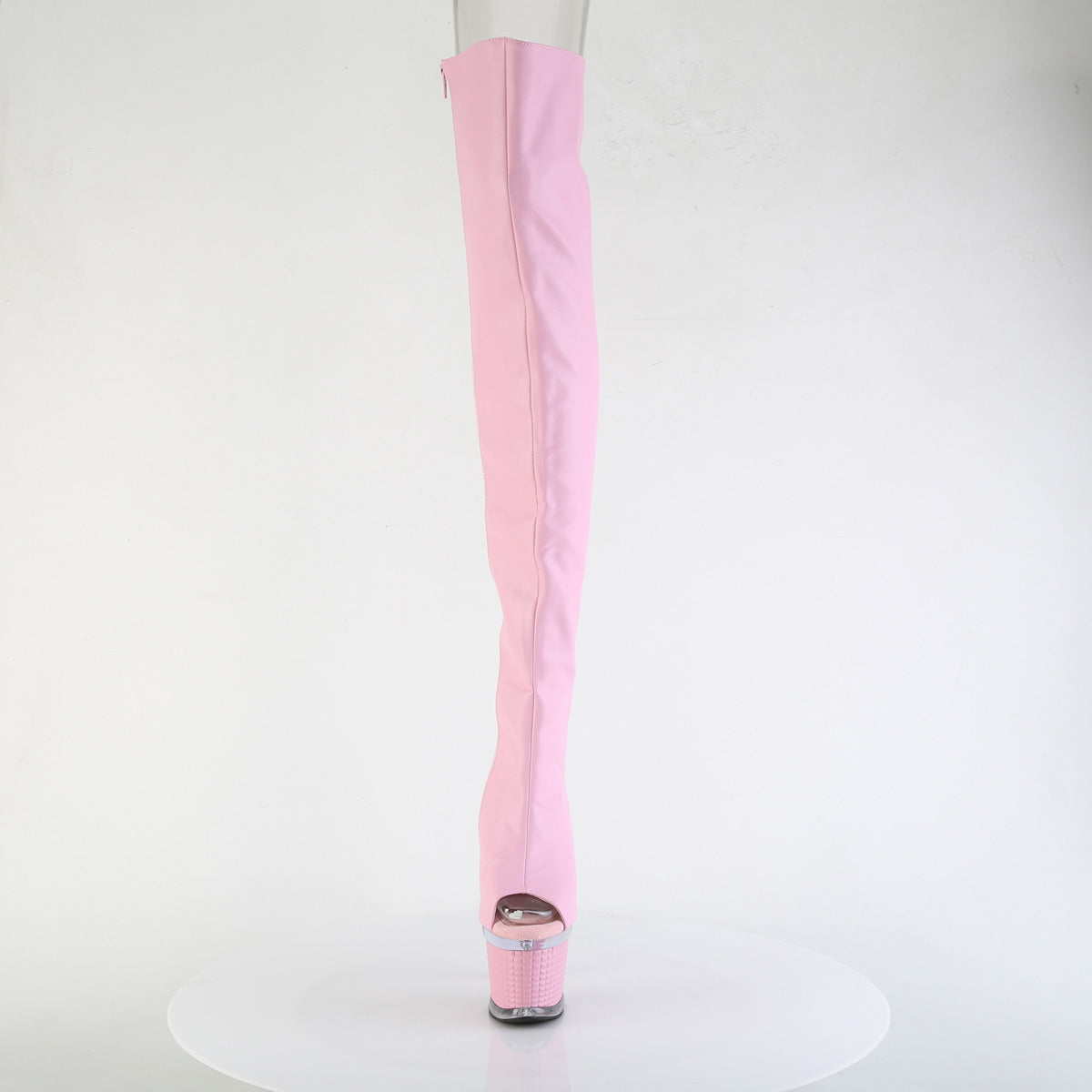 7" Heel, 3" Textured PF Lace-Up Back Thigh Boot, Side Zip (Pleaser SPEC3030/BPPU/C-BP)