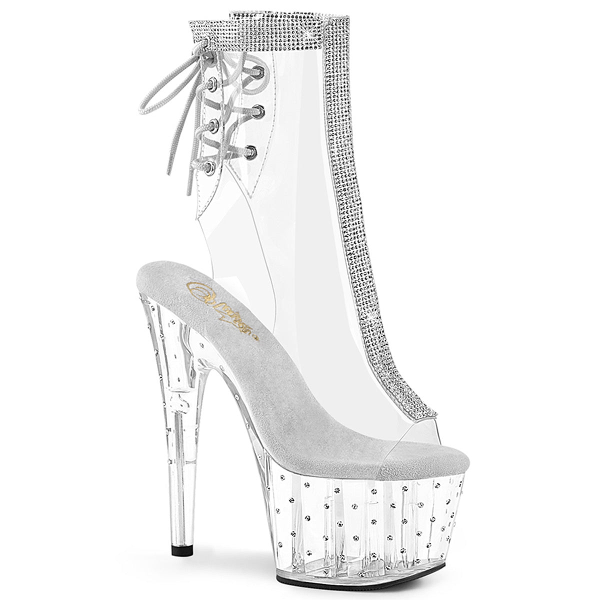 *7" Heel, 2 3/4" PF Open Toe/Heel Ankle Boot w/RS (Pleaser STDUS1018C-2RS/C/B)