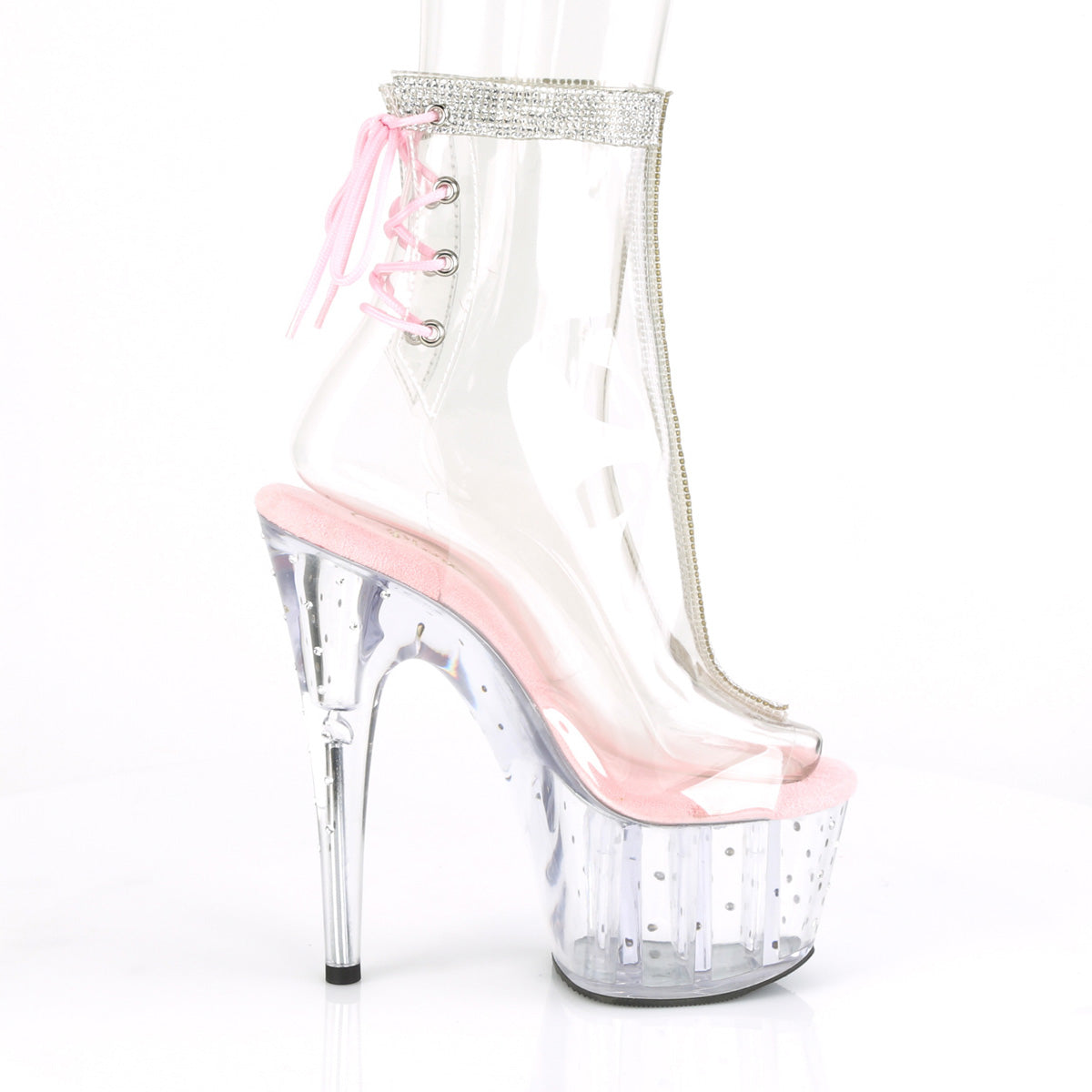 *7" Heel, 2 3/4" PF Open Toe/Heel Ankle Boot w/RS (Pleaser STDUS1018C-2RS/C/B)