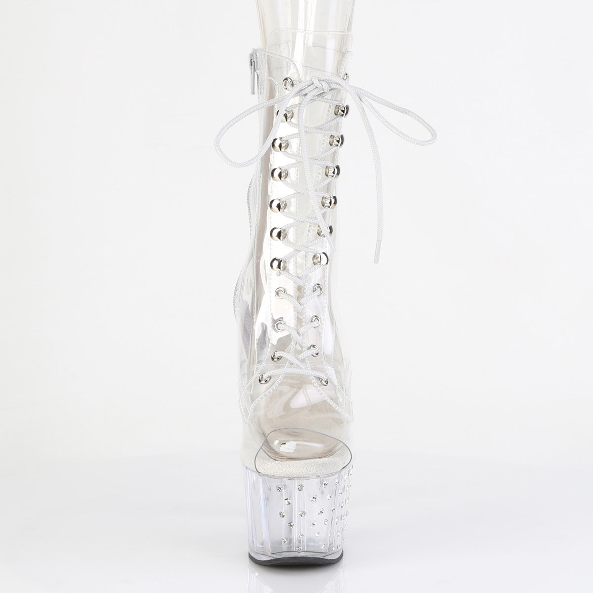 *7" Heel, 2 3/4" PF Lace Up Peep Toe Ankle Boot w/RS (Pleaser STDUS1021C-7/C/M)