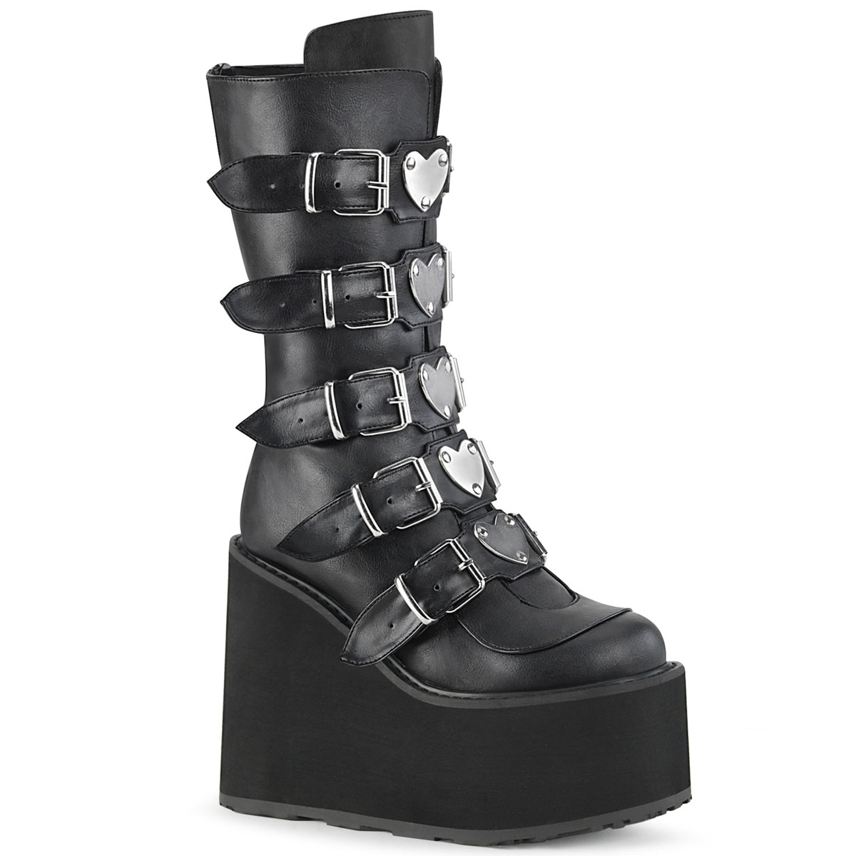 5 1/2" PF Mid-Calf Boot w/5 BuckleStraps, BackMetalZip (Demonia SWI230/BVL)