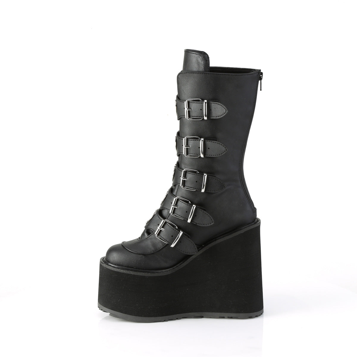 5 1/2" PF Mid-Calf Boot w/5 BuckleStraps, BackMetalZip (Demonia SWI230/BVL)