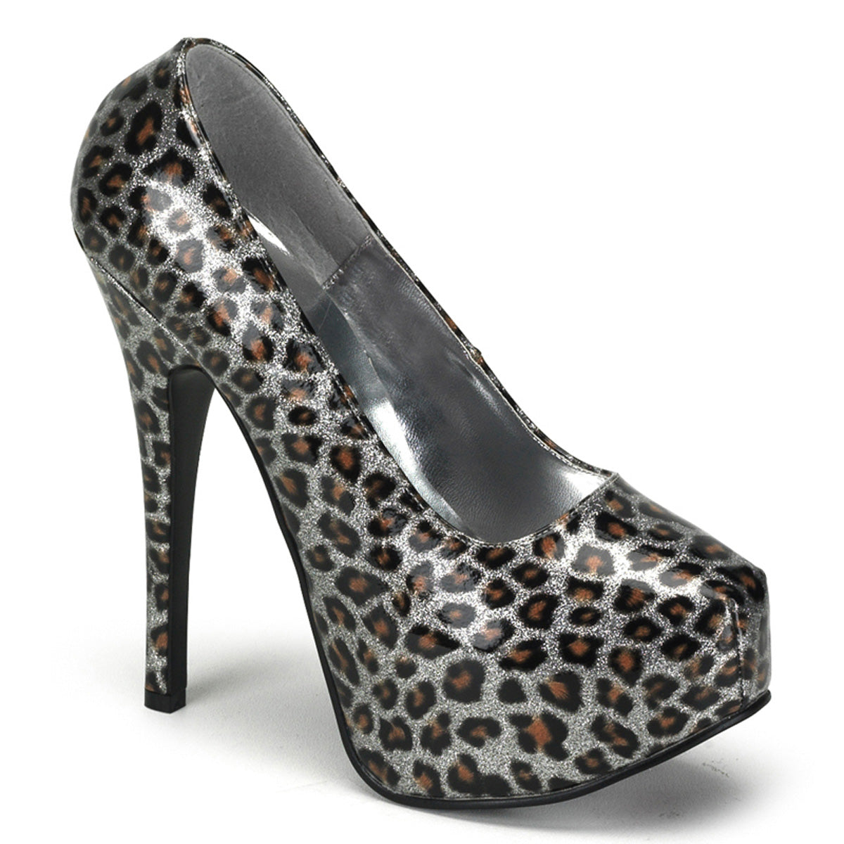 *5 3/4" Heel Cheetah Glitter Pat W/Concealed P/F (Bordello TEE37/G/CP)