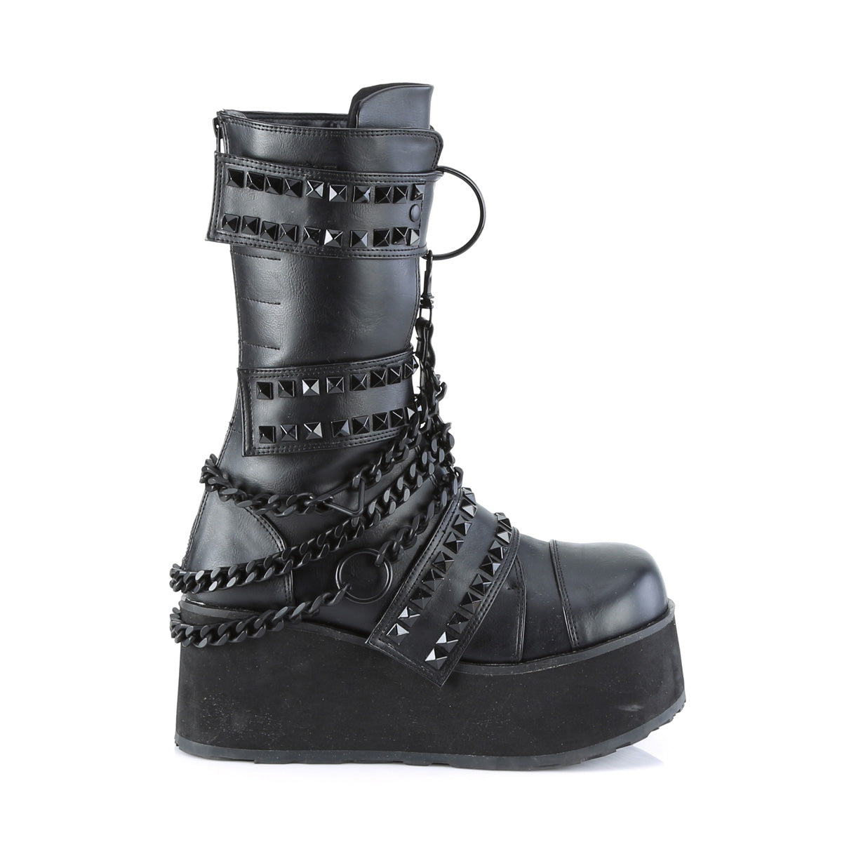 **3 1/4" PF 3 Hook and Loop Strap Mid-Calf Boot, Back Zip (Demonia TRA138/BVL)