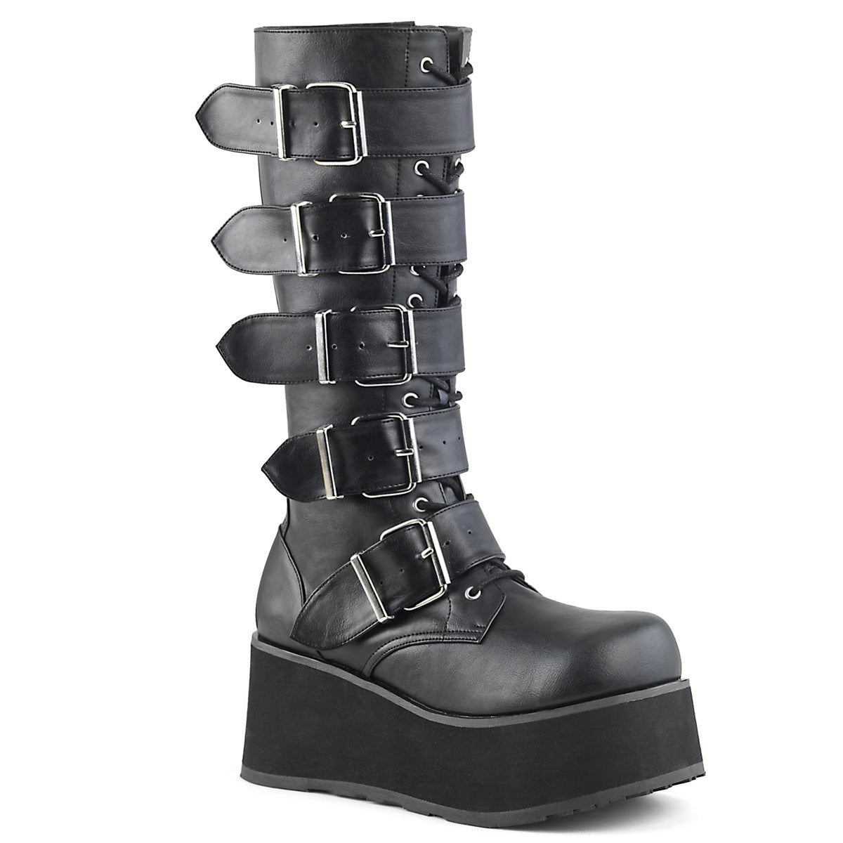 3 1/4" PF Goth Punk Pat Knee BT 5 Buckled W/ Zipper (Demonia TRA518/B)