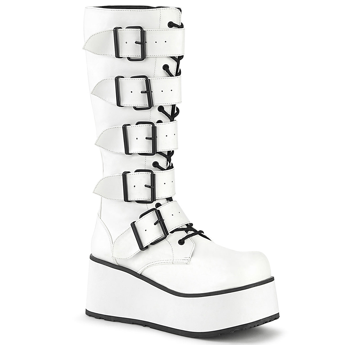 3 1/4" PF Goth Punk Pat Knee BT 5 Buckled W/ Zipper (Demonia TRA518/B)