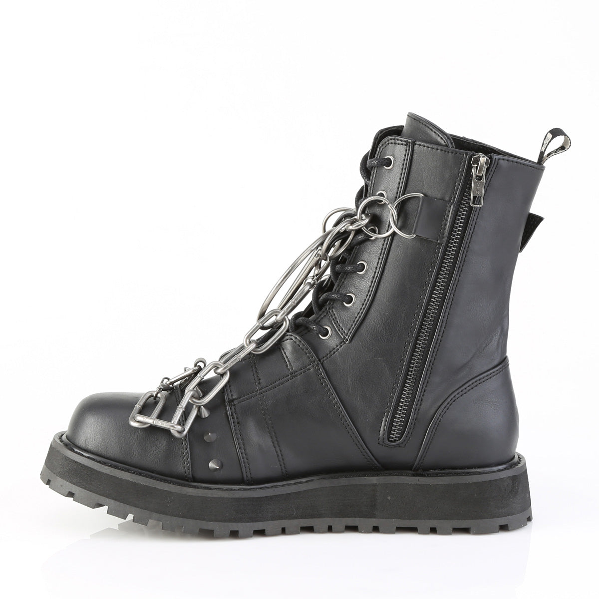 1 1/2" Platform Lace-Up Front Ankle Boot, Side Zip (Demonia VAL204/BVL)