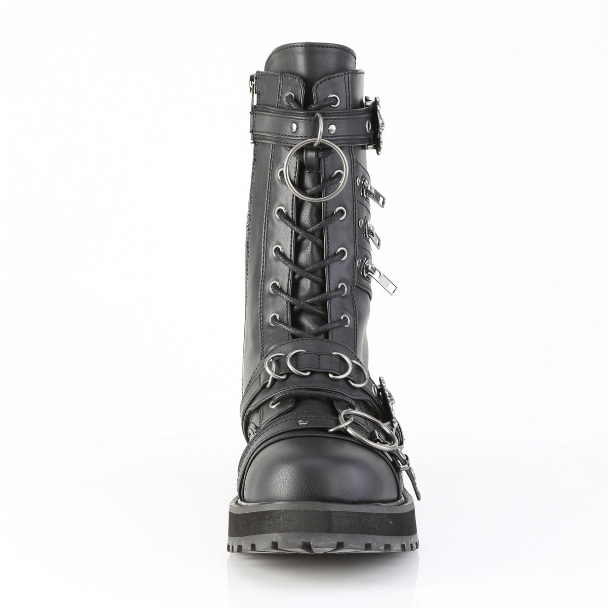 1 1/2" Platform Lace-Up Front Calf Boot, Side Zip (Demonia VAL240/BVL)