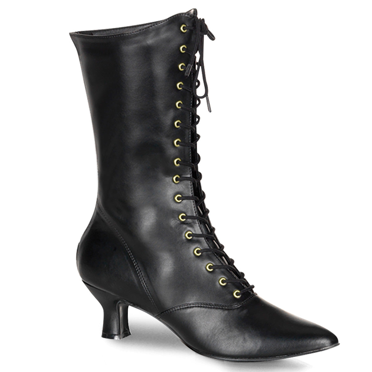 2 3/4" Heel Front Lace Up Mid Calf Boot w/Inner Side Zip (Funtasma VIC120/B/PU)