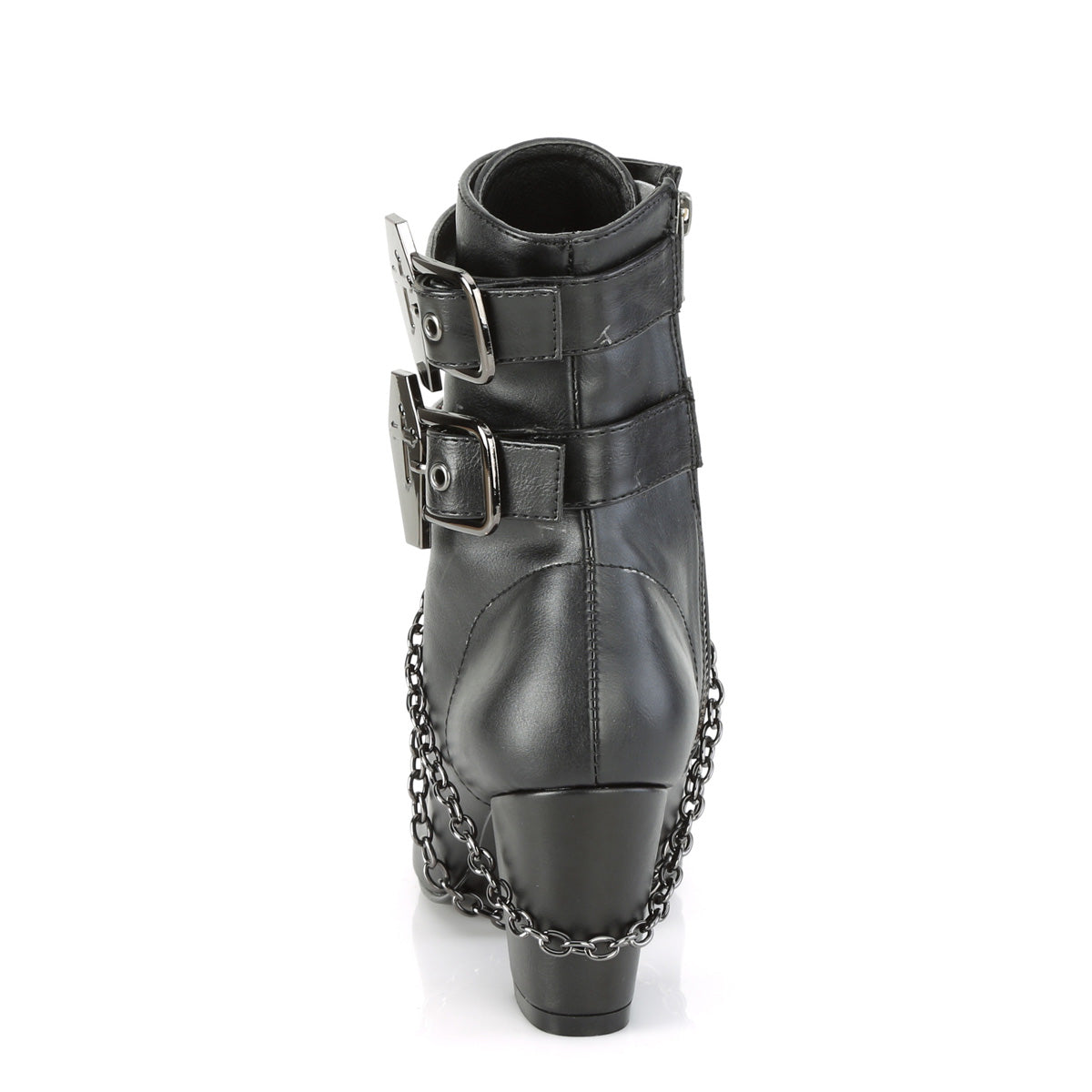 **3" Block Heel Round Toe D-ring Lace-Up Ankle Boot,Size Zip (Demonia VIK128/B)
