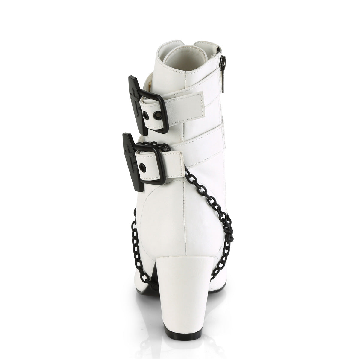 **3" Block Heel Round Toe D-ring Lace-Up Ankle Boot,Size Zip (Demonia VIK128/B)