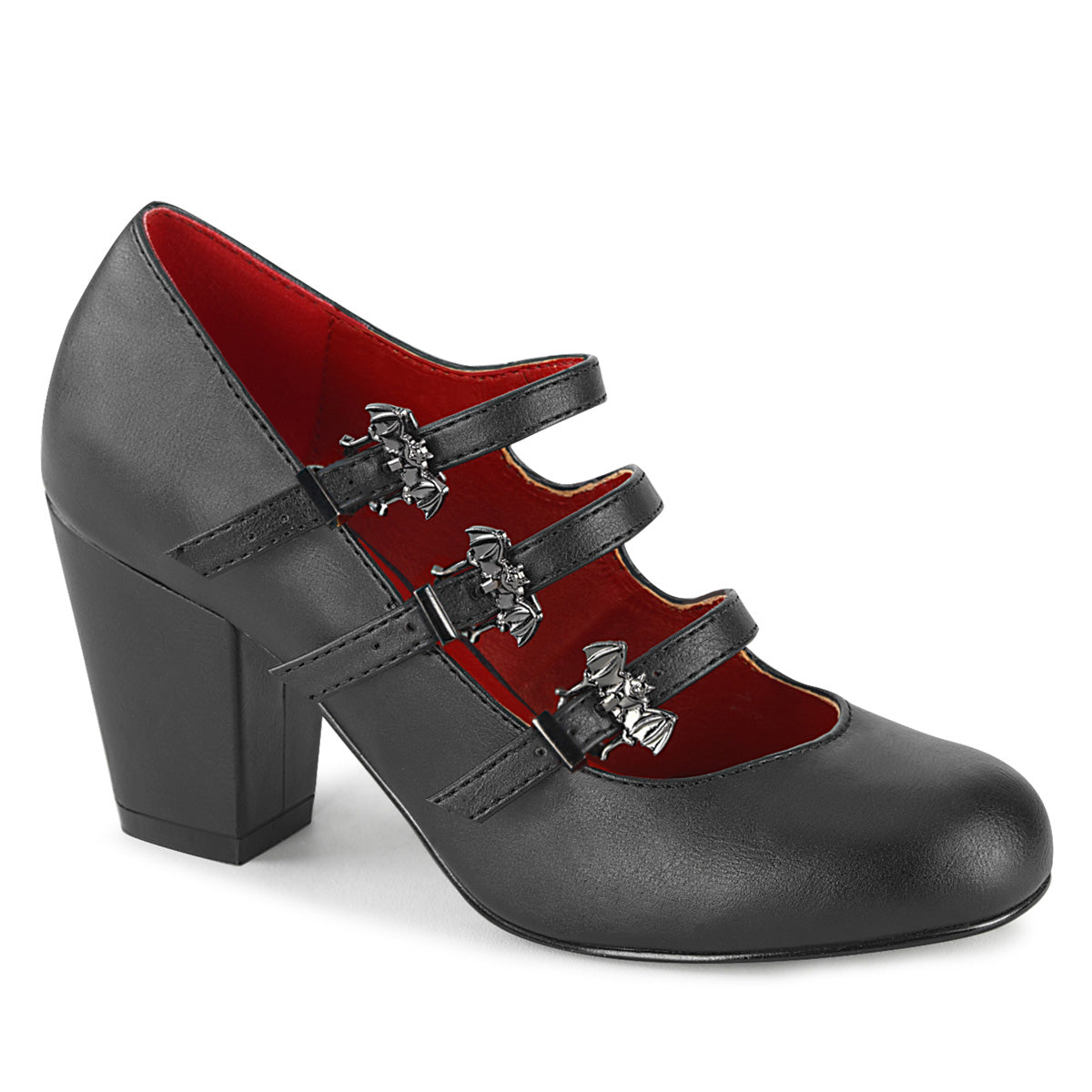 **3" Block Heel Round Toe Maryjane (Demonia VIK38/B-SNBVL)