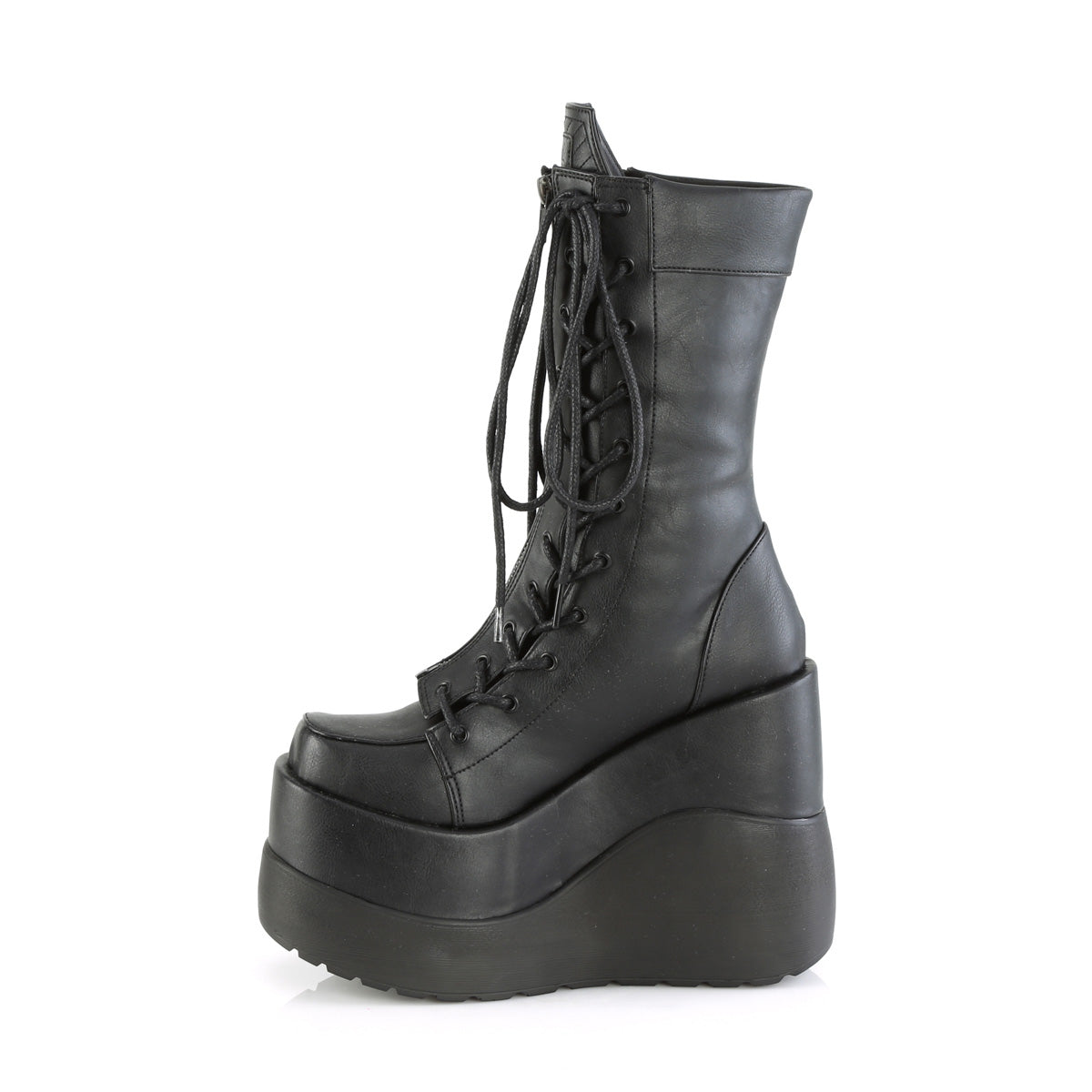 **5" Wedge Tiered PF Outside Lace-Up Mid-Calf BT, Center Zip (Demonia VOID118/BVL)