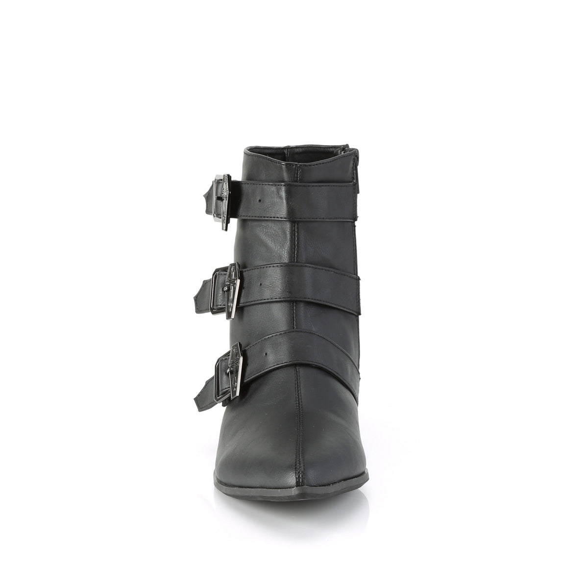 1 1/2" Block Heel Pointed Toe Ankle Boot, Side Zip (Demonia WAR50-C/BVL)