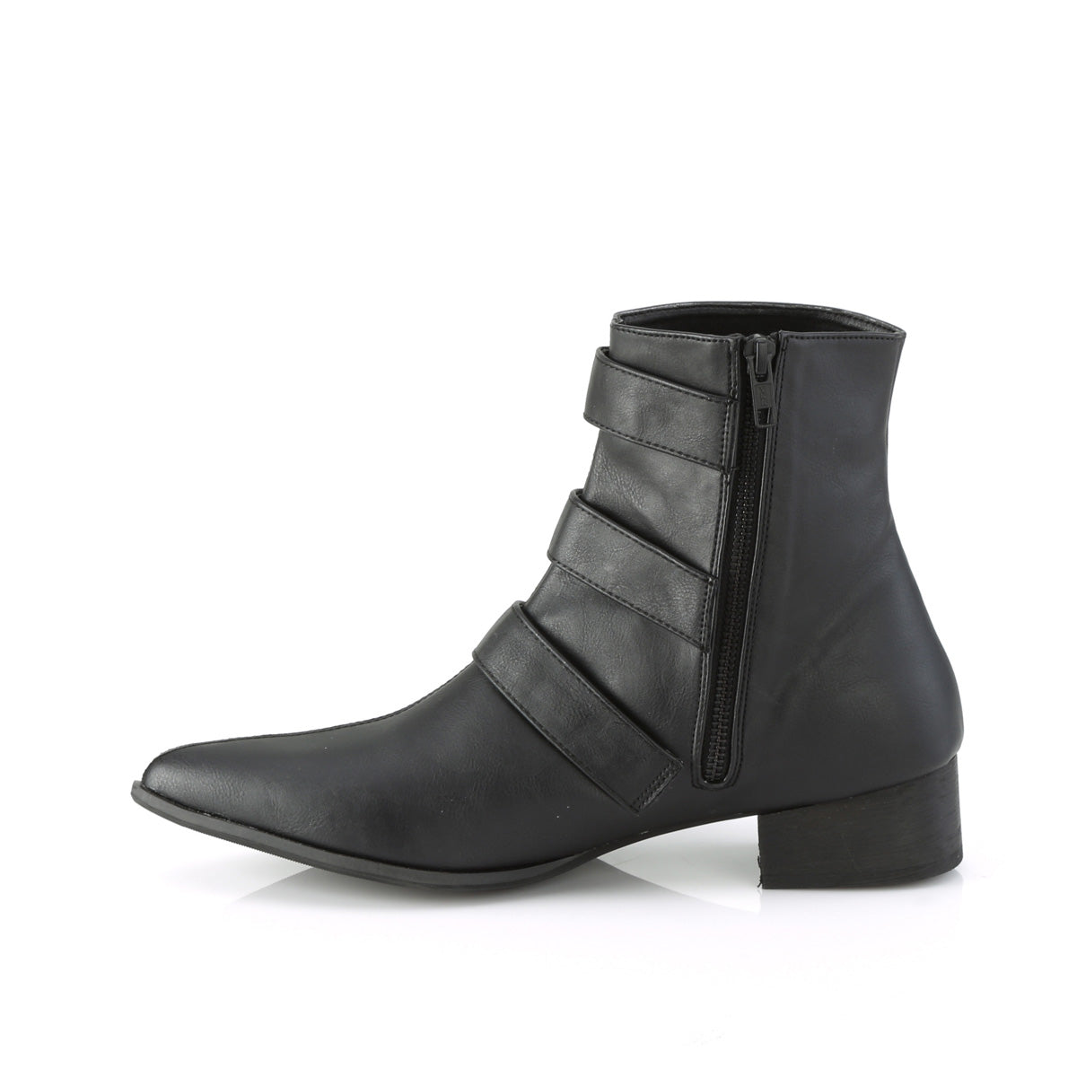 1 1/2" Block Heel Pointed Toe Ankle Boot, Side Zip (Demonia WAR50-C/BVL)