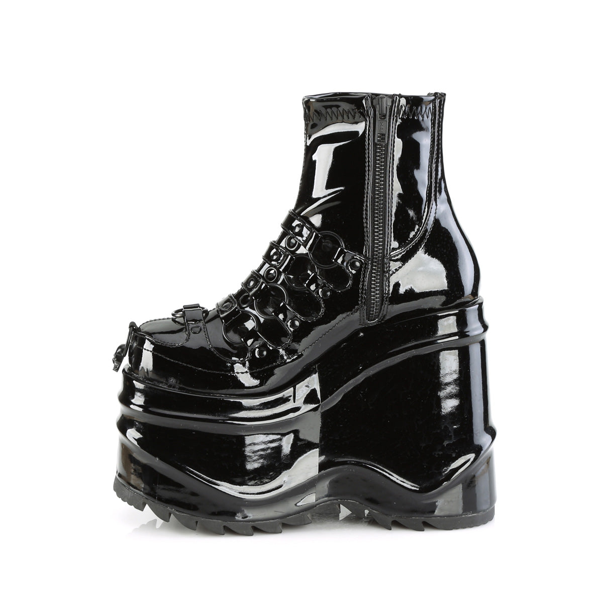 **6" Wedge PF Stretch Ankle Boot, Inside Zip (Demonia WAVE110/B)