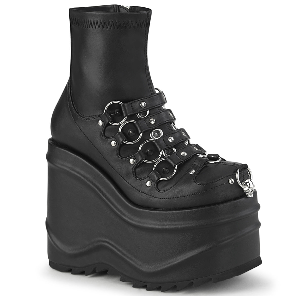 **6" Wedge PF Stretch Ankle Boot, Inside Zip (Demonia WAVE110/B)