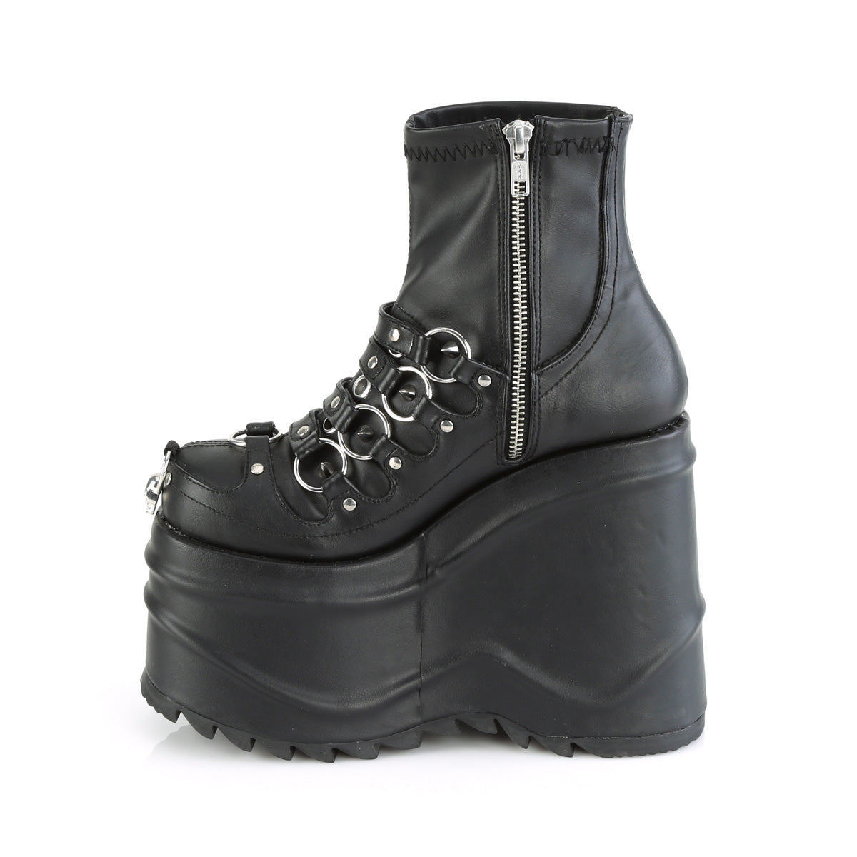 **6" Wedge PF Stretch Ankle Boot, Inside Zip (Demonia WAVE110/B)