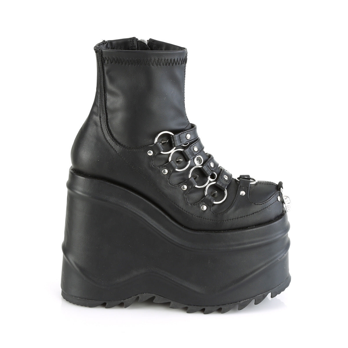 **6" Wedge PF Stretch Ankle Boot, Inside Zip (Demonia WAVE110/B)