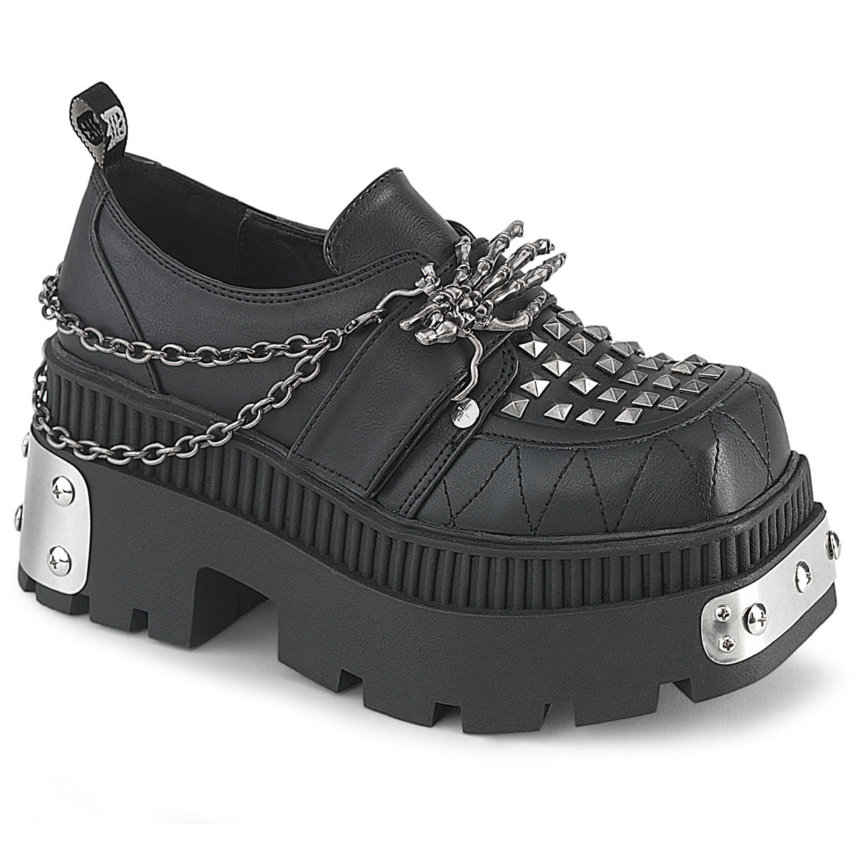 3 1/4" Chunky Heel, 2" Square-Toe PF Loafer Shoe (Demonia WRA42/BVL)