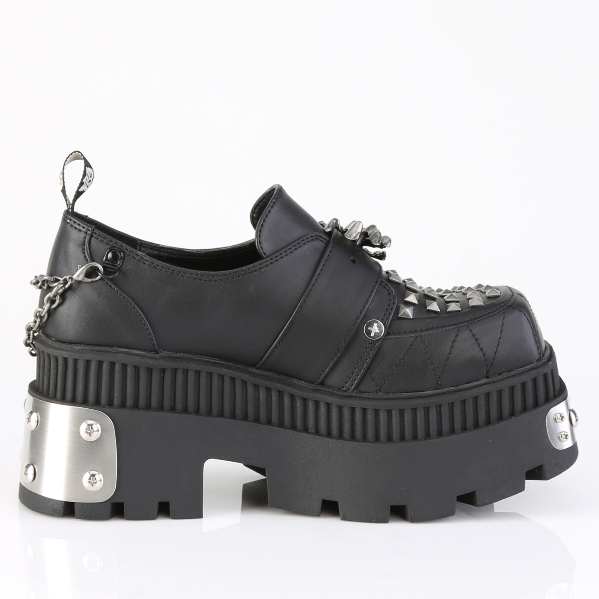 3 1/4" Chunky Heel, 2" Square-Toe PF Loafer Shoe (Demonia WRA42/BVL)
