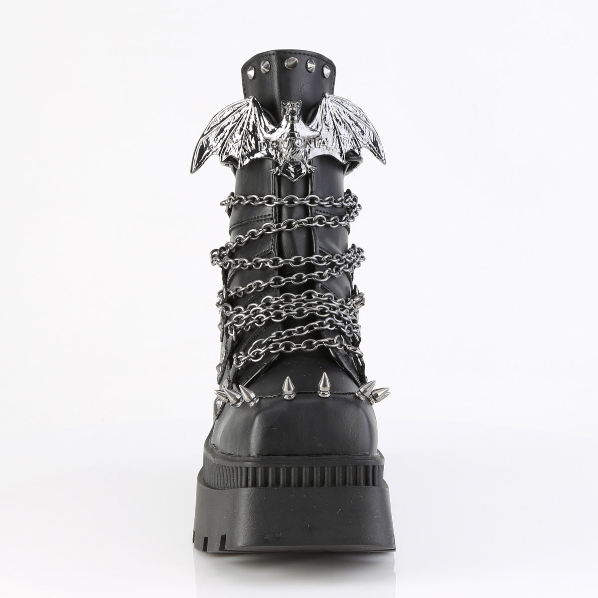 3 1/4" Chunky Heel, 2" Square-Toe PF Ankle BT, Back Zip (Demonia WRA55/BVL)
