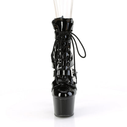 7" Heel, 2 3/4" PF Strappy Lace-Up Cage Bootie, Back Zip (Pleaser ADO1013MST/B/M)