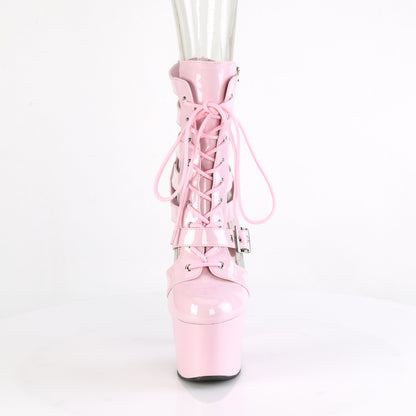 7" Heel, 2 3/4" PF Strappy Lace-Up Cage Bootie, Back Zip (Pleaser ADO1013MST/B/M)