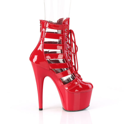 7" Heel, 2 3/4" PF Strappy Lace-Up Cage Bootie, Back Zip (Pleaser ADO1013MST/B/M)