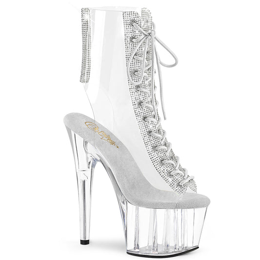 *7" Heel, 2 3/4" PF Open Toe/Heel Lace-Up Ankle Boot w/RS (Pleaser ADO1016C-2/C-RS/C)