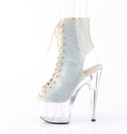 7" Heel, 2 3/4" PF Open Toe/Heel  Ankle Boot w/RS, Side Zip (Pleaser ADO1016C-RS/SRS/C)