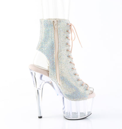7" Heel, 2 3/4" PF Open Toe/Heel  Ankle Boot w/RS, Side Zip (Pleaser ADO1016C-RS/SRS/C)