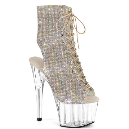 7" Heel, 2 3/4" PF Open Toe/Heel  Ankle Boot w/RS, Side Zip (Pleaser ADO1016C-RS/SRS/C)