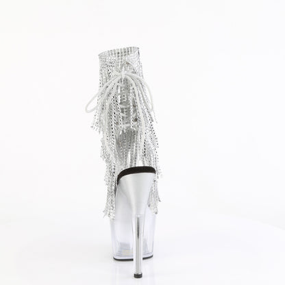 7" Heel, 2 3/4" PF Open Toe/Heel Lace-Up Fringe Ankle Boot (Pleaser ADO1017RSFT/C-B/M)