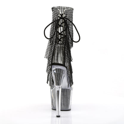 7" Heel, 2 3/4" PF Lace-Up Back Ankle Boot, Side Zip (Pleaser ADO1017SRS/C-B/B)