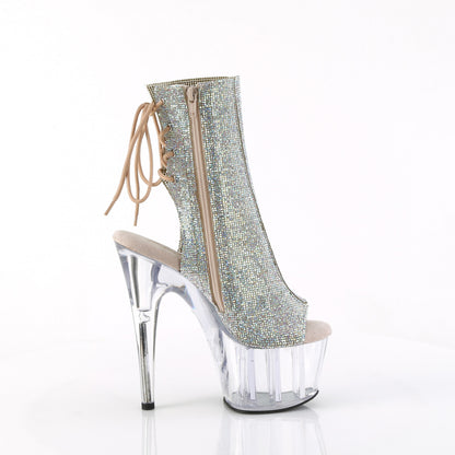 7" Heel, 2 3/4" PF Open Toe/Heel Ankle Boot w/RS, Side Zip (Pleaser ADO1018C-RS/SRS/C)