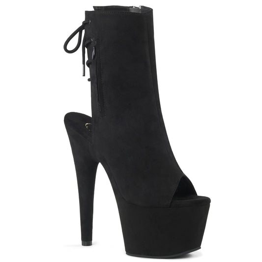 *7" Heel, 2 3/4" PF Open Toe/Heel Ankle Boot, Side Zip (Pleaser ADO1018FS/BFS/M)