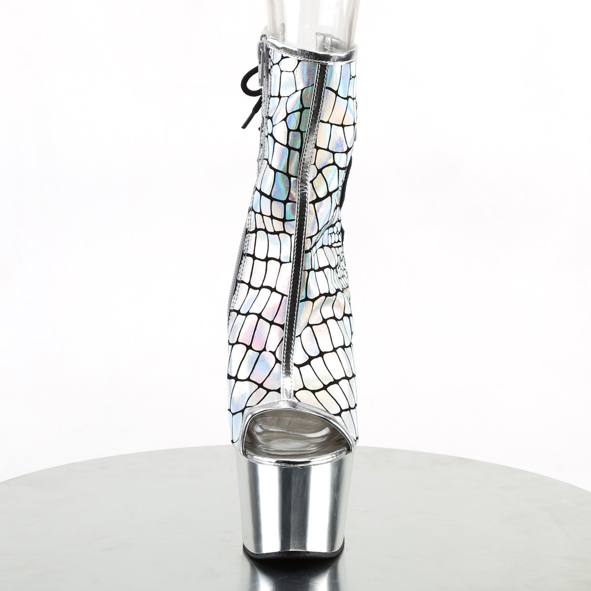 *7" Heel, 2 3/4" PF Open Toe/Heel Ankle Boot, Side Zip (Pleaser ADO1018HG/SPU/SCH)